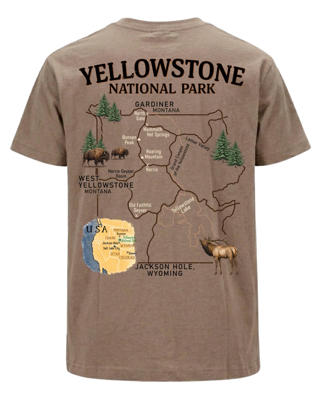 Yellowstone Explorer Map T-shirt