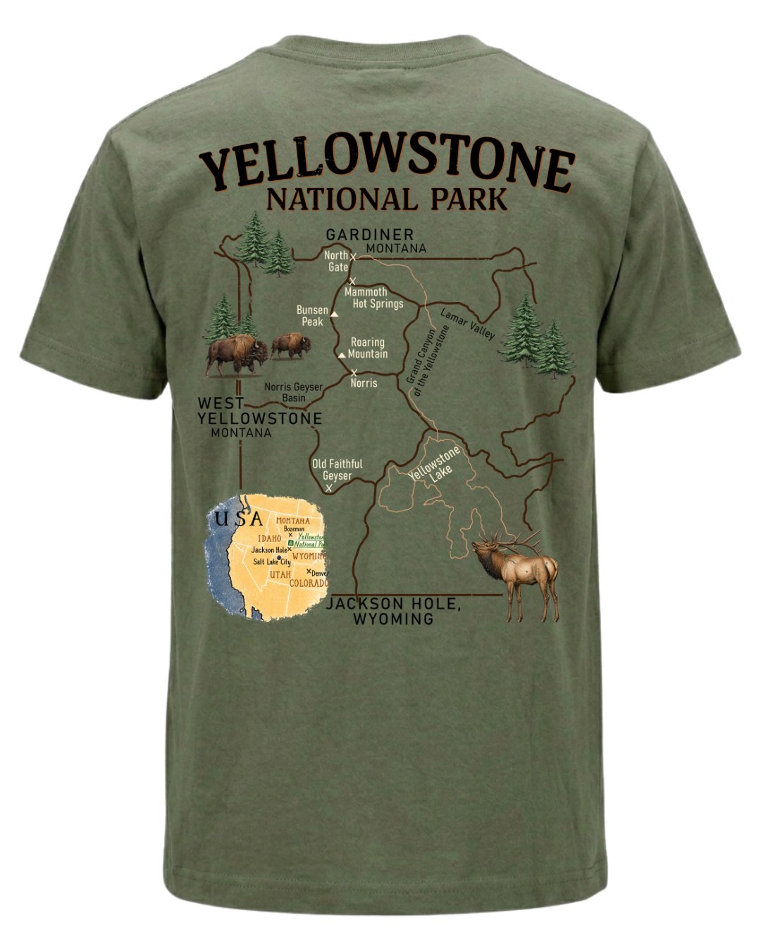 Yellowstone Explorer Map T-shirt