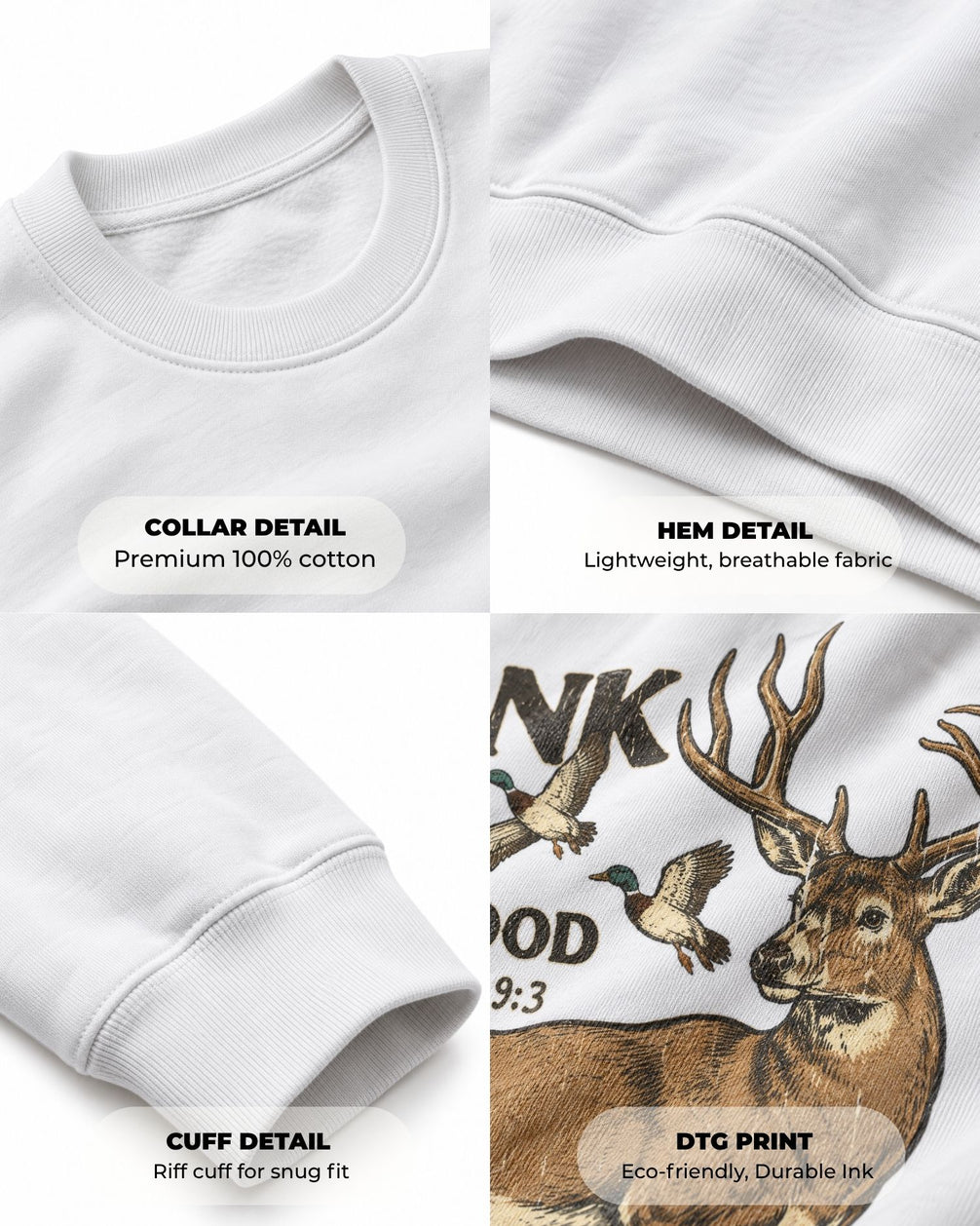 Youth Let us Thank Him for our food Sweatshirt — WHITE