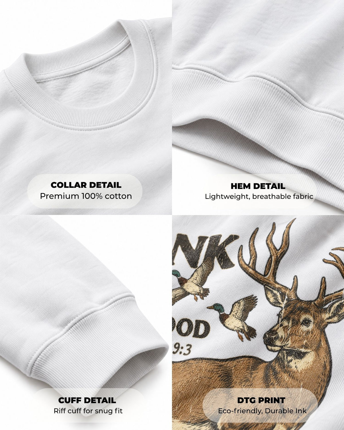 Youth Let us Thank Him for our food Sweatshirt — WHITE