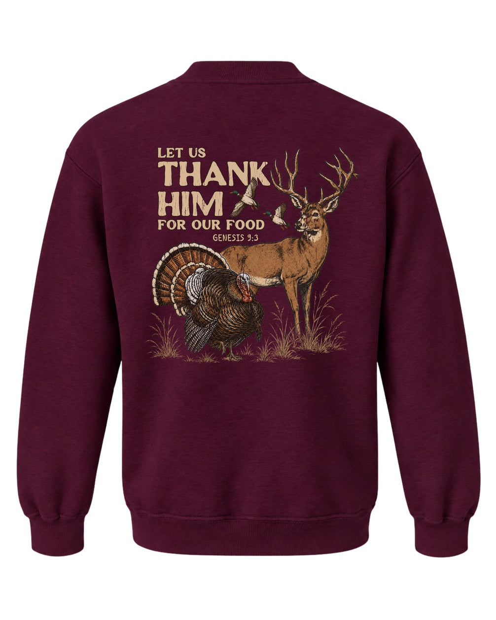 Youth Let us Thank Him for our food Sweatshirt — MAROON