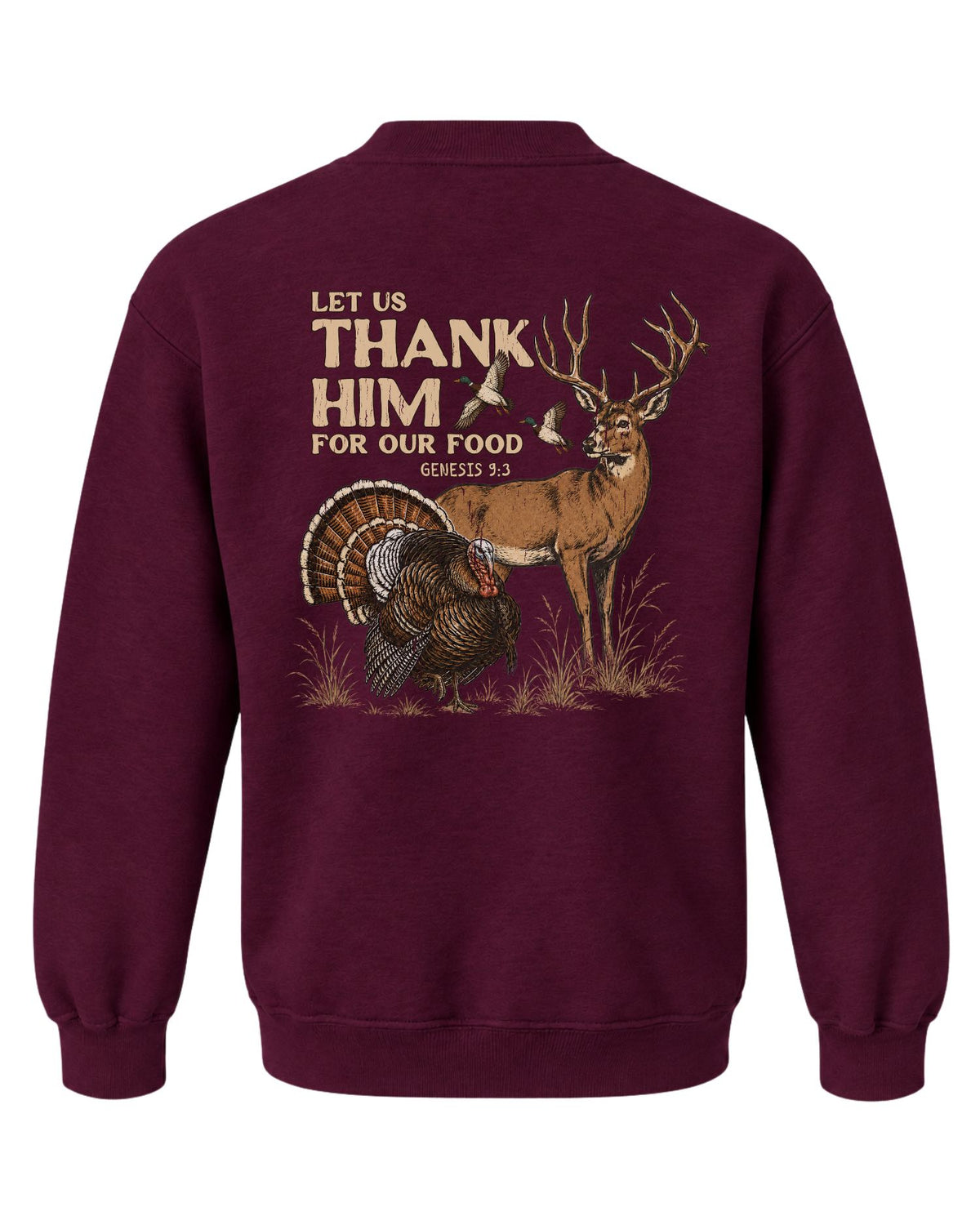 Youth Let us Thank Him for our food Sweatshirt — MAROON