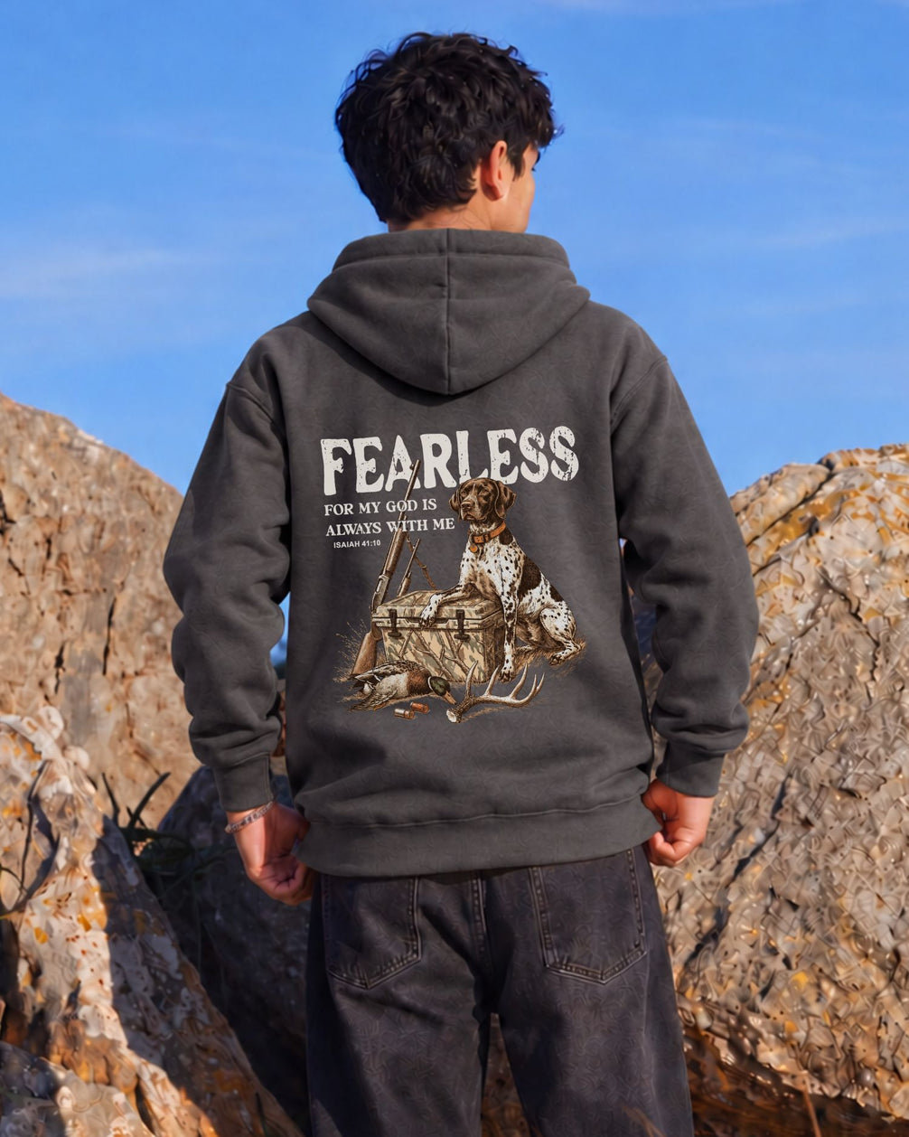 Youth Fearless Christian Hunter Hoodie — CHARCOAL