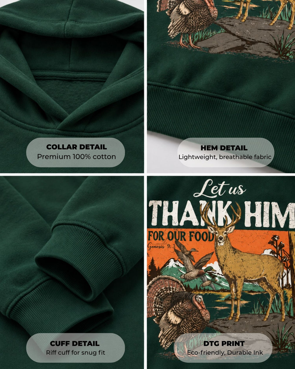 Youth Outdoors Thank Him Hoodie — FOREST GREEN