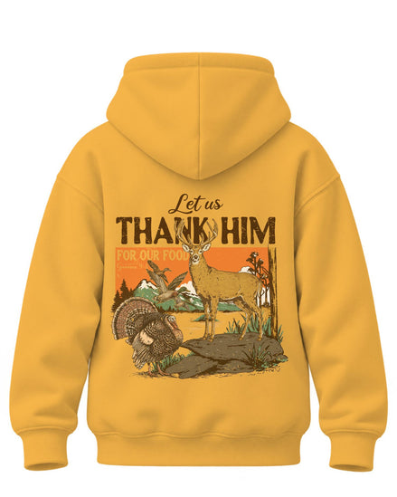 Youth Outdoors Thank Him Hoodie — GOLD