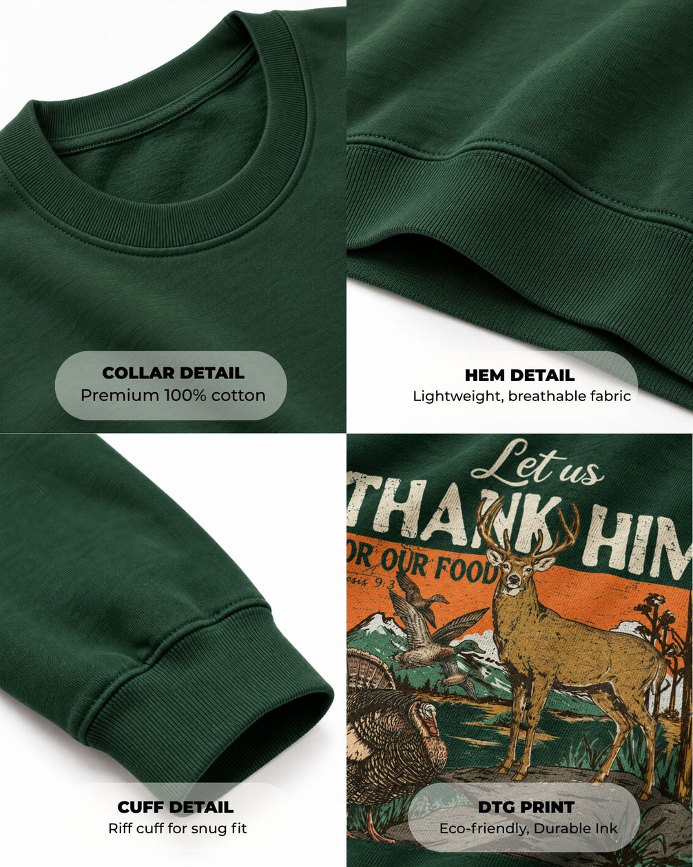 Youth Outdoors Thank Him Sweatshirt — FOREST GREEN