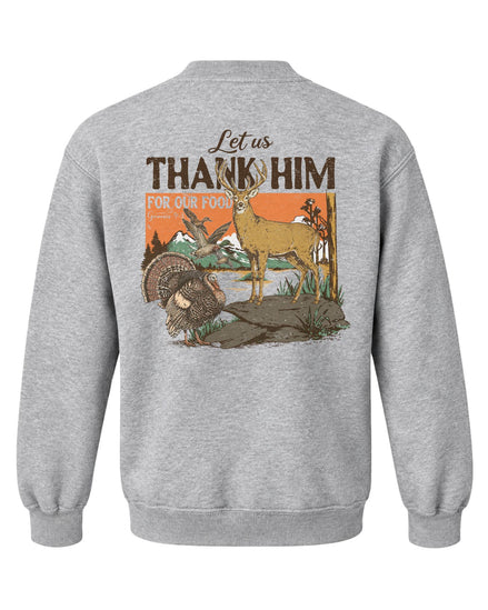 Youth Outdoors Thank Him Sweatshirt — SPORT GREY