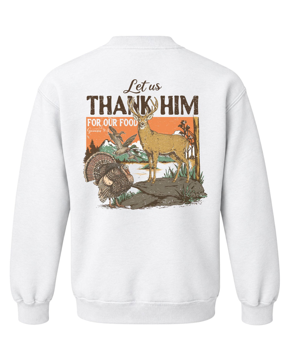 Youth Outdoors Thank Him Sweatshirt — WHITE