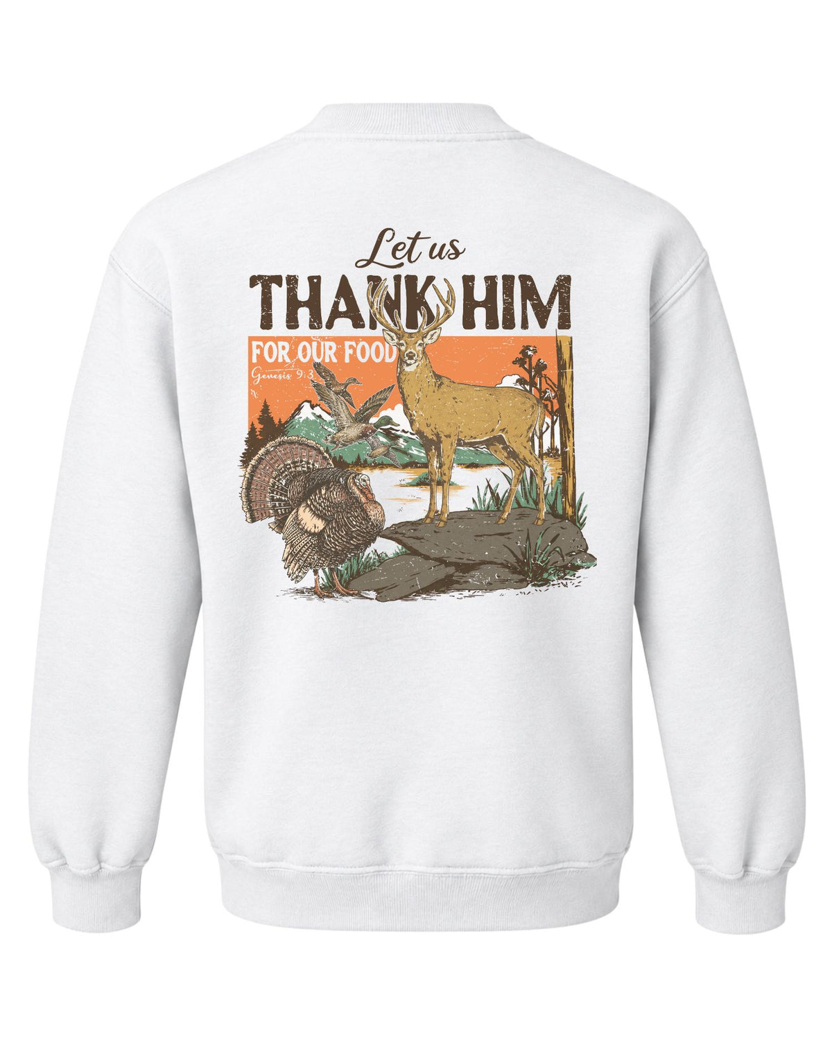 Youth Outdoors Thank Him Sweatshirt — WHITE