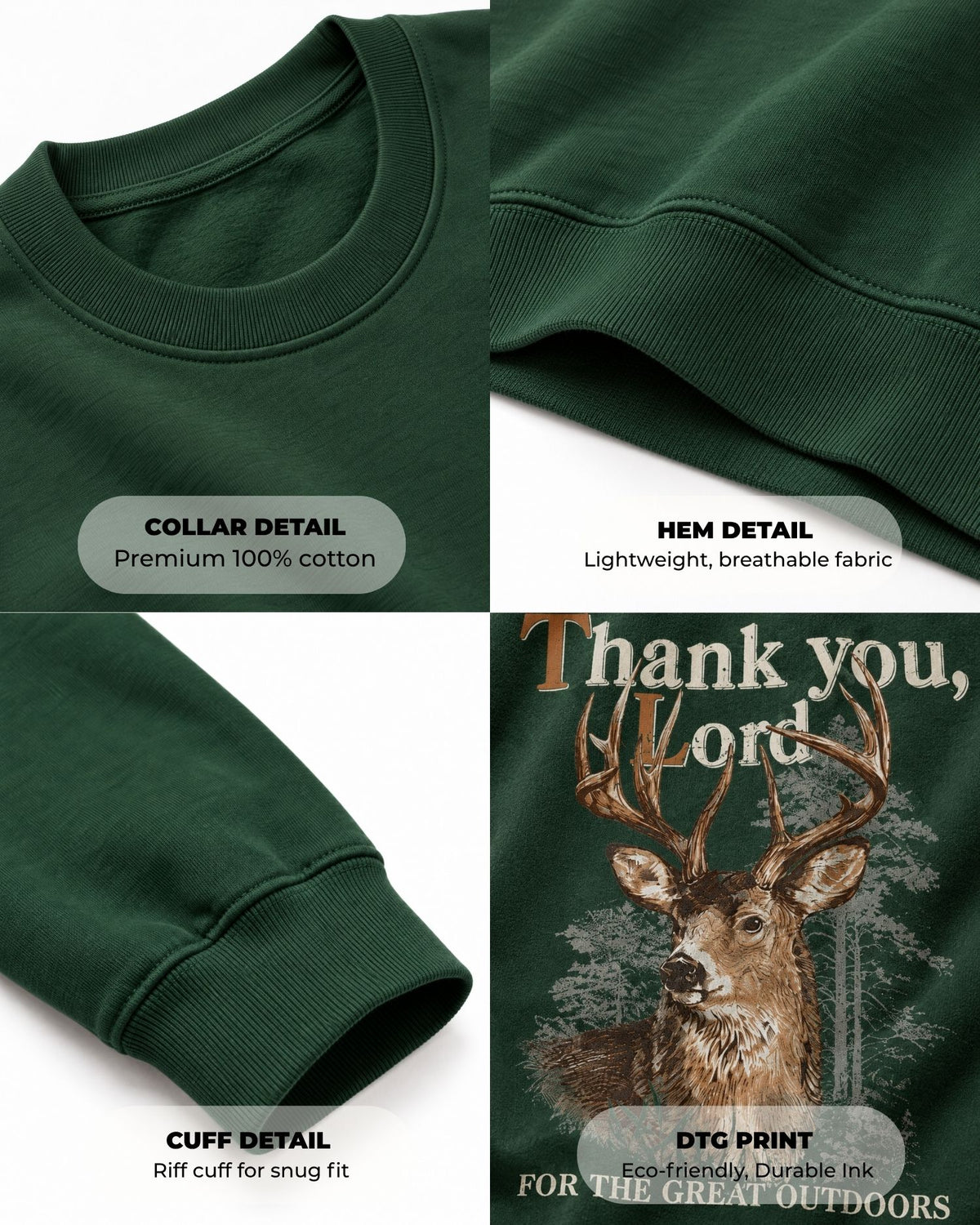 Youth Great Outdoors Faith Sweatshirt — FOREST GREEN
