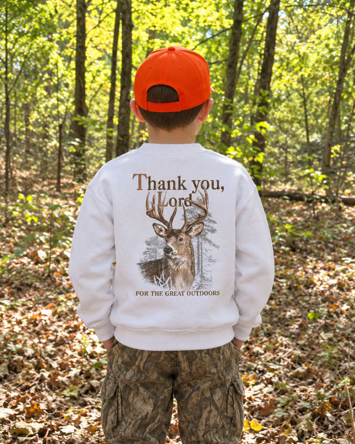 Youth Great Outdoors Faith Sweatshirt — WHITE