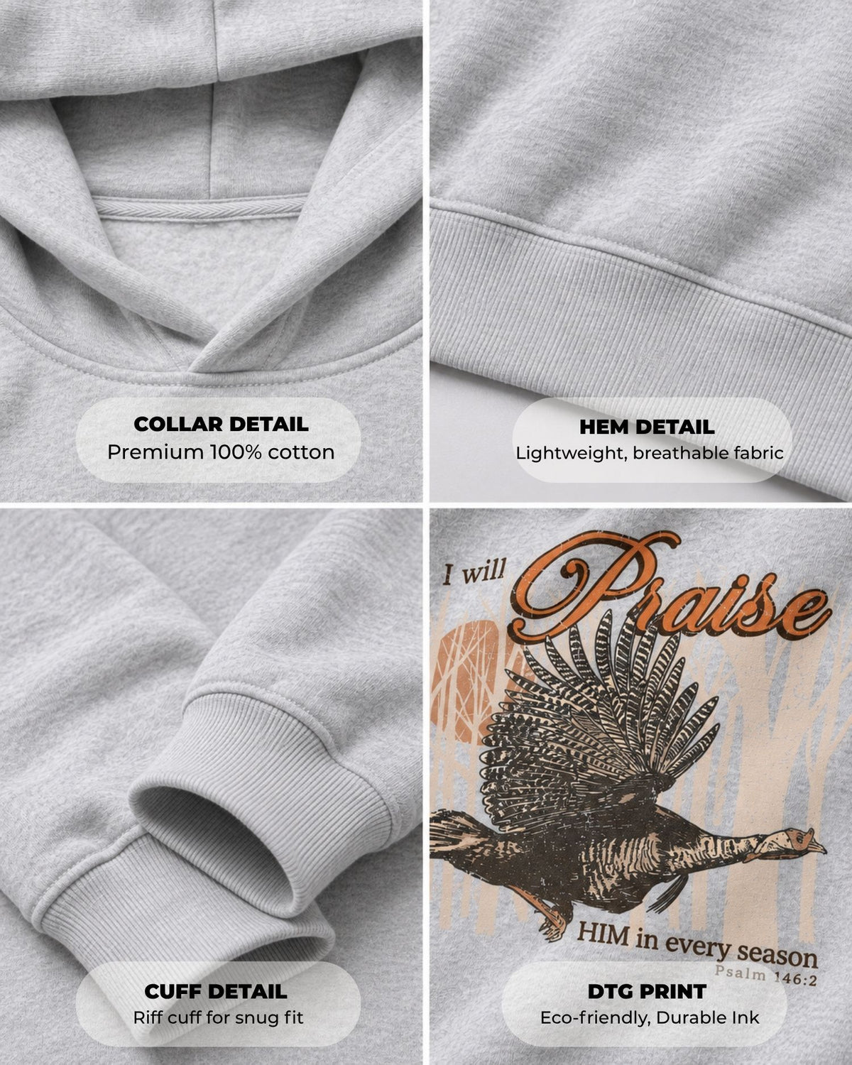 Youth I Will Praise Him In Every Season Hoodie — SPORT GREY