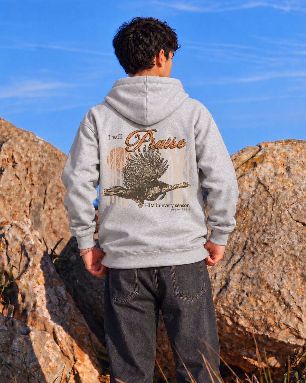 Youth I Will Praise Him In Every Season Hoodie — SPORT GREY
