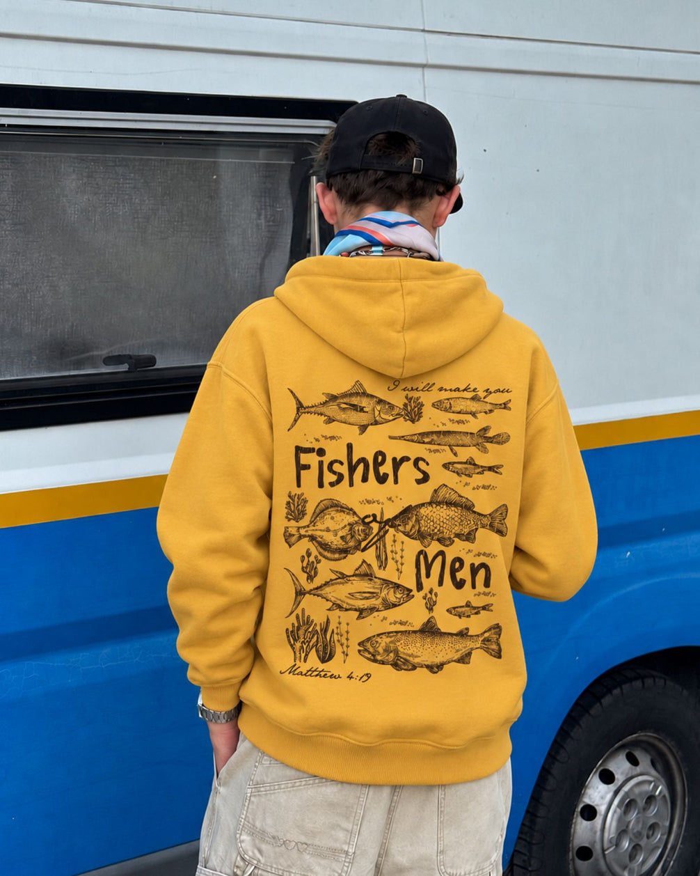 Youth "Fishers of Men" Matthew 4:19 Hoodie — GOLD