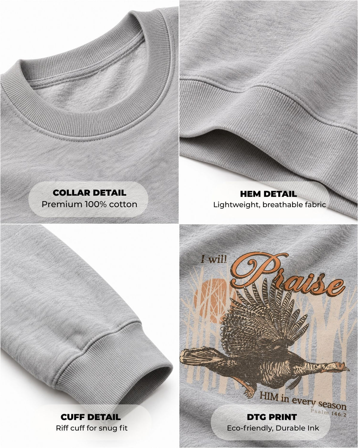 Youth I Will Praise Him In Every Season Sweatshirt — SPORT GREY