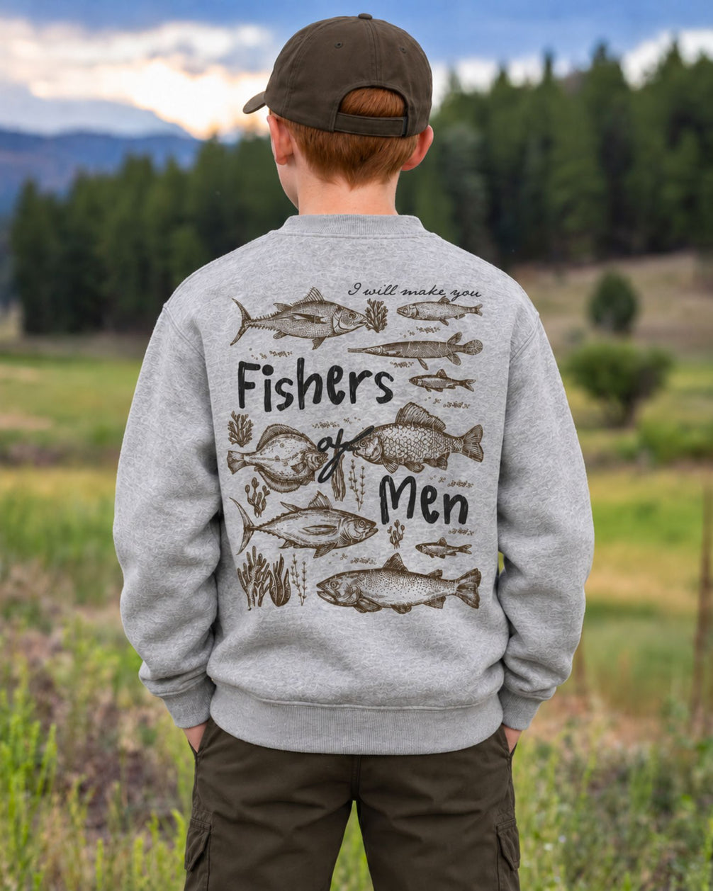 Youth "Fishers of Men" Matthew 4:19 Sweatshirt — SPORT GREY