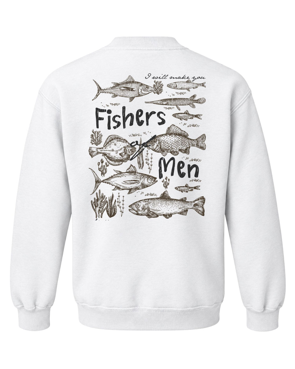 Youth "Fishers of Men" Matthew 4:19 Sweatshirt — WHITE