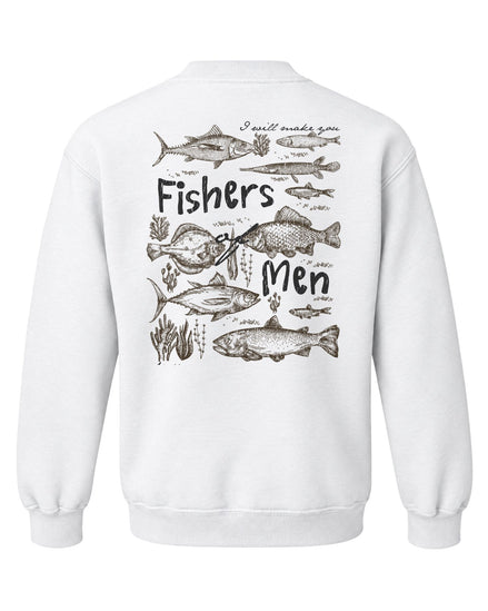 Youth "Fishers of Men" Matthew 4:19 Sweatshirt — WHITE