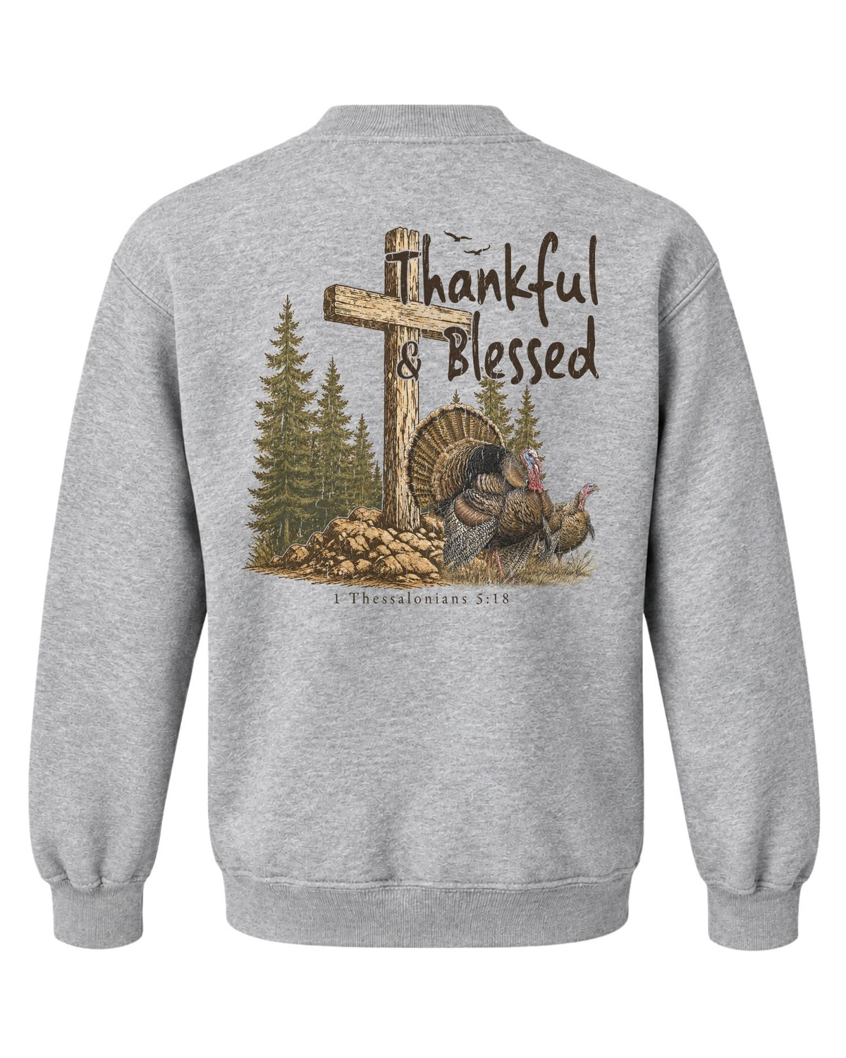 Youth Thankful And Blessed Turkeys Sweatshirt — SPORT GREY