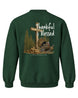 Youth Thankful And Blessed Turkeys Sweatshirt — FOREST GREEN