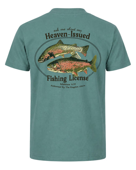 "Heaven-Issued Fishing License" Matthew 4:19 T-shirt