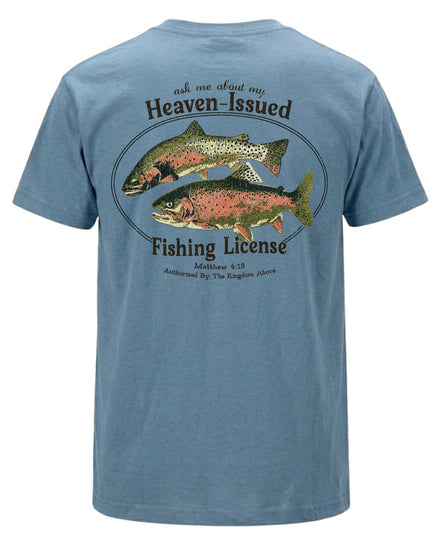 "Heaven-Issued Fishing License" Matthew 4:19 T-shirt