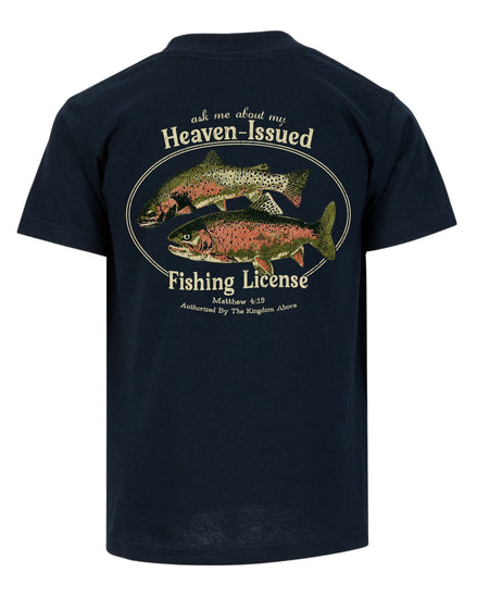 "Heaven-Issued Fishing License" Matthew 4:19 T-shirt